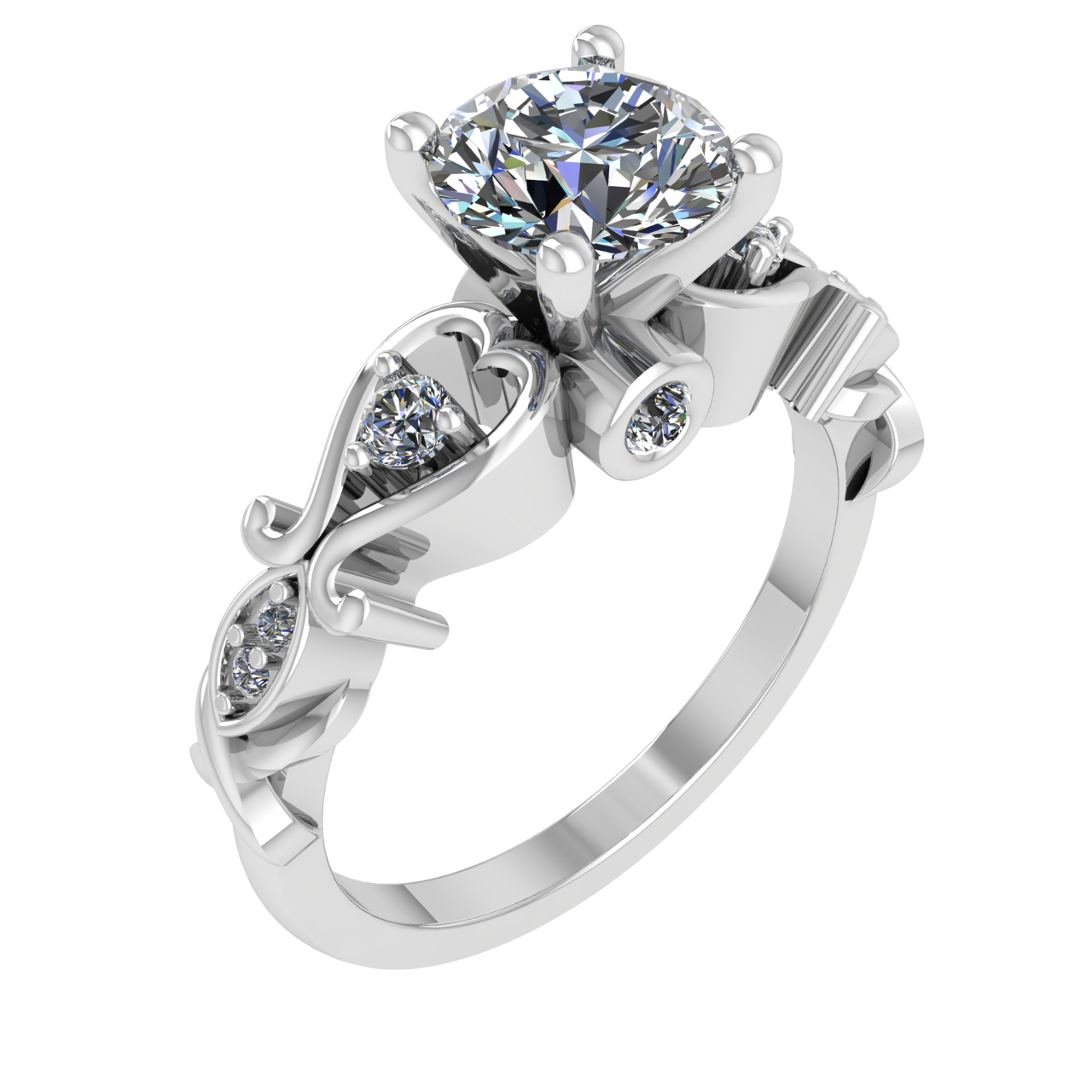 ACCENTED 6.50mm ROUND ENGAGEMENT RING